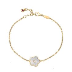 "This gorgeous gold over sterling silver mother-of-pearl and cubic zirconia flower pendant bracelet will surely become a favorite piece in your jewelry collection. This gorgeous gold over sterling silver mother-of-pearl and cubic zirconia flower pendant bracelet will surely become a favorite piece in your jewelry collection. Length: 7 in. with 1-in. extender Metal: sterling silver Plating: gold tone Finish: polished Packaging: boxedSTONE DETAILS Stone type: cubic zirconia, mother-of-pearl Total Elegant Mother Of Pearl Jewelry With Flower Charm, Pendant Bracelet, Flower Pendant, Chain Bracelet, Mother Of Pearl, Cubic Zirconia, Jewelry Collection, Jewelry Watches, Jewelry Bracelets