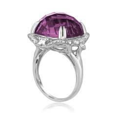 Amethyst Diamond Gold Ring Luxury Round Gemstones For Formal Occasions, Luxury Round Gemstones For Formal Events, Luxury Platinum Ruby Ring, Luxury White Gold Amethyst Ring, Luxury Amethyst Ring With Center Stone, Luxury Round Amethyst Ring With Center Stone, Exquisite Evening Gemstone Rings, Luxury Purple Platinum Rings, Luxury Oval Amethyst Platinum Ring