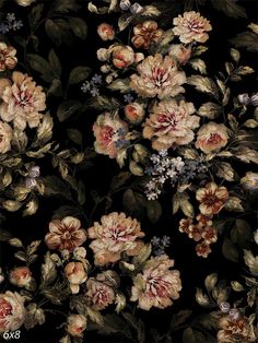 Vintage Floral Tapestry Photography Backdrop - Elegant vintage floral photography backdrop with detailed flowers on a black background. Vintage Rose Background, Floral Tapestry Pattern, Romantic Background Aesthetic, Fondos Vintage Aesthetic, Loewe Print, Flowers Aesthetic Vintage, Dark Floral Background, Vintage Pattern Wallpaper, Flower Palette