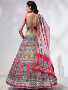 This Lehenga Choli is Ready to Wear This designer pink lehenga choli features pure georgette fabric, intricately designed with position printing and adorned with Siroski stonework. Perfect for party wear, this ensemble is a must-have for every fashion-forward woman. Elevate your style with this stunning lehenga choli. Lehenga:- Made of premium quality Pink Colour Pure Georgette fabric Full Flare Lehenga With Position Print and Siroski Stone Work. Has a Printing border on the hemline. Blouse: - P Heavy Lehenga, Sequence Blouse, Indo Western Gown, Georgette Lehenga, Pink Lehenga, Anarkali Kurta, Indian Wedding Wear, Half Sleeve Blouse, Lehenga Saree