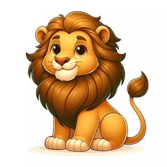 a cartoon lion sitting on the ground