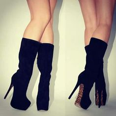 Love the bottoms!! Suede Boots Knee High, Swag Shoes, Heel Boots, Boots Outfit