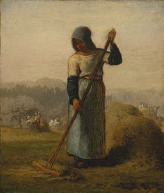 a painting of a woman holding a stick