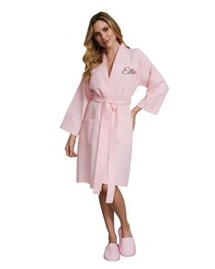 PRICES MAY VARY. The Lotus Linen customized women’s robe combines the best of both worlds - the comfort of cotton and durability of polyester. With a tailored collar, two front pockets, this beautiful waffle short robe is as elegant as it is comfortable. Get the comfort you want in our cute robes for women. Made of 60% cotton, our waffle bathrobe is softer and more comfortable than others. With its tailored collar and front pockets, it immediately elevates your look to the next level. Looking fo Wedding Robes Bridesmaids Pink, Mother Daughter Robes, Lavender Bridesmaid Robe, Bride Robe Personalized, Cute Robes, Waffle Bathrobe, Bridesmaids Robe, Bridesmaid Robe Personalized, Spa Luxury