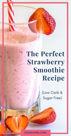 Strawberry Smoothie Recipe, Low Carb Smoothie Recipes, Free Smoothie Recipes, Easy Low Carb Snacks, Healthy Low Carb Snacks, Smoothie Fruit, Smoothie Recipes Strawberry