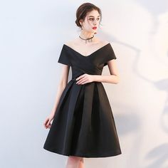 Short dress · Dress idea · Online Store Powered by Storenvy Formal Black Outfit, Prom Dress Silhouette, Formal Black Dresses, Satin Short Dress, Black Formal Dresses, Mexican Inspired Wedding, High Low Evening Dresses, Short Satin Dress, Dress Outfits Party