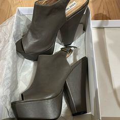 Worn Once, Like Brand New! Steve Madden “Gabby” Dark Grey Chunky Heels. Super Comfortable. Vintage Steve Madden, Shoes Steve Madden, Shoes Heels Wedges, Heels & Wedges, Steve Madden Shoes, Chunky Heels, Shoes Women Heels, High Heel, Steve Madden