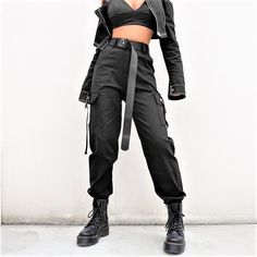 Streetwear Cargo Pants Running High Waist Punk Ladies Black Trousers 90s Y2K Party Nightclub Dating Occasion Amazing  Size (cm) : S-M-L Waist: 64-68-72 Hip: 98-102-106 Length: 100-102-104 Thigh: 53-55-57  Color: Black  Order guide: Simple, please just write down what color, size or order's details on your payment, we will receive your order information from payment's notification email. Thank you for your order and co-operation!  Enjoy shopping! Baggy 90s Black Bottoms, 90s Style Black Baggy Bottoms, 90s Style Baggy Black Bottoms, 90s Style Black Baggy Pants, 90s Style Baggy Black Pants, Black Grunge Bottoms For Alternative Fashion, Y2k Black Bottoms For Cosplay, Black Y2k Bottoms For Cosplay, 90s Baggy Pants For Fall