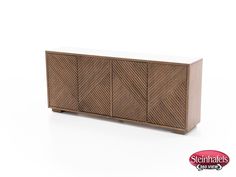 the sideboard is made out of wood and has an interesting pattern on it's sides