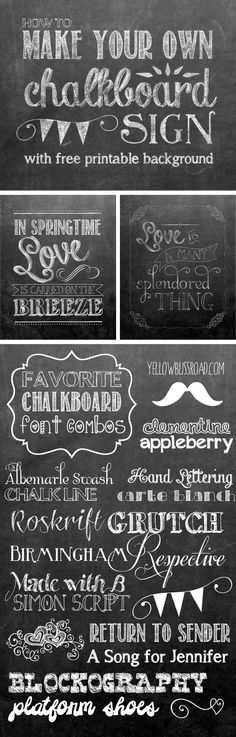 some type of font and numbers on a blackboard with white writing in different styles