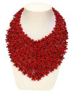 Luxury Red Elegant Beaded Necklace, Luxury Traditional Red Coral Beaded Necklace, Luxury Red Hand-strung Beaded Necklaces, Red Multi-strand Coral Beaded Necklaces, Luxury Hand-strung Red Coral Beaded Necklaces, Beaded Necklace Tutorial, Crystal Statement Necklace, Pearl Necklace Designs, Beaded Necklace Patterns