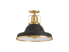 a black and gold light fixture on a white background with clipping to the ceiling