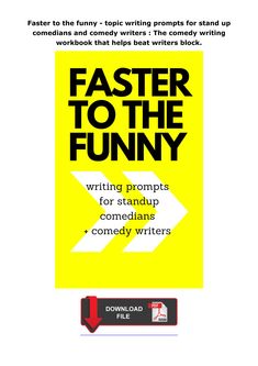 a book cover with the title faster to the funny written in black on yellow background