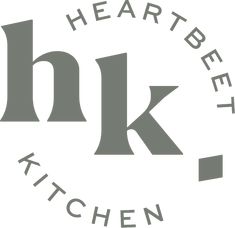 the logo for heartbeet kitchen, which has been designed in grey and white