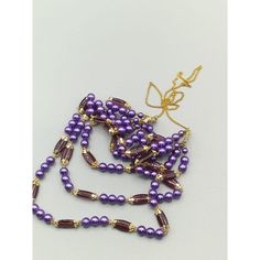 "Vintage Triple Strand Purple Necklace, Beaded Multi Strand Beads Measurement * 32\" long Condition * Very nice condition. Gently worn with minimal wear. Beads are all original, however when I got it it was missing any clasp or chain, so I replaced with a simple gold chain and jump ring. If you have the means to repair it more authentically, it's ready for you. But if not, it can be worn as is, it just makes a longer and more dramatic look. SIZE: Womens 32\" CONDITION: Pre-Owned Very nice condit Elegant Beaded Rosary For Jewelry Making, Colorful Round Beads Long Necklace For Party, Colorful Round Bead Long Necklace For Parties, Party Long Necklace With Colorful Round Beads, Party Long Necklace With Round Beaded Chain, Elegant Beaded Rosary, Elegant Beaded Rosary With Round Beads, Simple Gold Chain, Silver Quarters