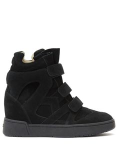 black leather suede embossed logo to the rear round toe front touch-strap fastening ankle-length leather sole rubber outsole Isabel Marant Sneakers, High Heel Sneakers, Shoe Inspo, Iconic Bags, Flat Boots, Pretty Shoes, Dream Shoes, Urban Outfits, Ballet Flat Shoes