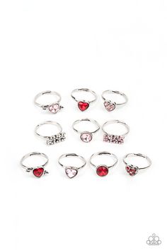 Heart shaped rings in assorted colors and shapes. Featuring heart a shape the Valentine's Day inspired rhinestone frame is in the shade of Pink.

Sold as one kid's ring. Childrens Valentines, Kiss Pink, Kids Rings, Heart Shaped Rings, Pink Valentines, Rhinestone Ring, Paparazzi Accessories, Rhinestone Heart, Heart With Arrow