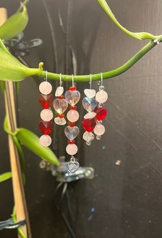 a close up of a plant with beads hanging from it