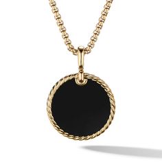 David Yurman Disc Pendant in 18K Yellow Gold with Black Onyx Reversible to Mother of Pearl White Agate, Disc Pendant, Agate Pendant, David Yurman, Black Onyx, Gold Black, Gold Hardware, Mother Of Pearl, Neiman Marcus