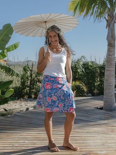 RipSkirt Hawaii is the active woman’s perfect skirt. Wear your RipSkirt straight from the beach to the bistro, we’ve got you covered. Our custom fabric doesn’t cling, flatters almost every figure, repels water, and dries quickly if soaked. [no more wet bum marks when leaving the pool] Length 2 is our most popular length and is perfect for work, play, and around town. Content: 93% polyester 7% spandex Note: The pockets are identical to our very popular Length 3 side pockets. Relaxed Beach Skirt With Built-in Shorts, Beach Skort With Flowy Skirt And Built-in Shorts, Casual Lined Skort For Beach Season, Casual Skirted Swim Skirt For Beach Season, Casual Lined Swim Skirt For Day Out, Casual Stretch Skirt For Beach Season, Beach Lined Skort, Ripskirt Hawaii, Sports Skirts