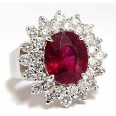 5 Ct Engagement Ring, Red Tourmaline, Fancy Yellow Diamond, Ruby Diamond Rings, Pinkish Red, Tourmaline Jewelry, White Gold Wedding Rings, Diamond Anniversary Rings, Double Halo