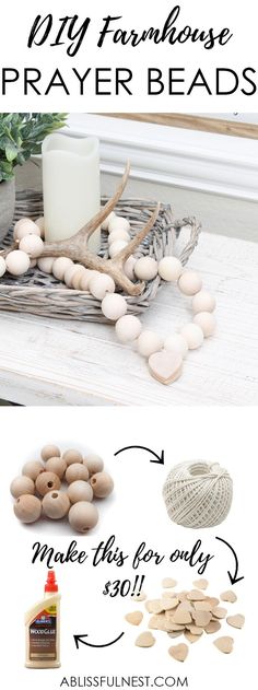 the steps to make diy farmhouse prayer beads