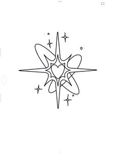 a black and white drawing of a star in the middle of a line art style