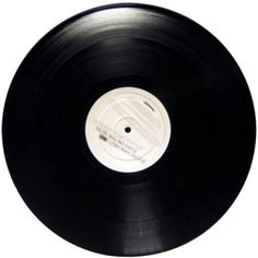 an old black record with white label on it