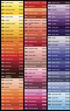 an image of the color chart for different colors