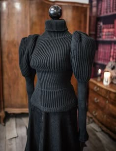 Victorian Ladies Sweater 1897 Leg of Mutton Cycling Jumper - Etsy Victorian Cycling Sweater, Victorian Sweater, Goth Knitting, Deconstructed Sweater, Victorian Knitting, Sweater Corset, Victorian Crochet Patterns, Knit Couture, Modern Victorian Fashion