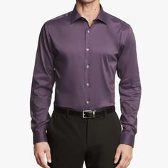 Van Heusen Men's Dress Shirt Slim Fit Ultra Wrinkle Free Flex Collar Stretch Ultra Wrinkle Free Slim Fit Spread Collar With Tips Pointed Outwards Adjustable Cuff No Pocket 66% Cotton, 31% Polyester And 3% Spandex Machine Wash Color: Eggplant Size: Large - Neck:16"-16.5" 36"-37" Sleeve Colors Can Vary Slightly Based On Device Display Quality, Screen Resolution And Lighting Conditions. New Without Tags Mens Plum Dress Shirt, Fitted Purple Top For Semi-formal Occasions, Purple Fitted Top For Semi-formal Occasions, Slim Fit Purple Business Shirt, Purple Slim Fit Shirt For Business, Purple Slim Fit Business Shirt, Fitted Purple Business Shirt, Semi-formal Purple Cotton Shirt, Fitted Purple Business Top