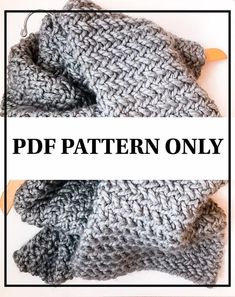 a knitted scarf with text overlay that reads,'free pattern only '