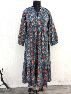 Hand Block Printed Dress, Block Print Dress, Indian Tunics, Hand Printed Dress, Indian Cotton Long Gown, Indian Cotton Dress, Printed Dress Block Print Dress Indian, Long Gown Indian, Indian Cotton Dress, Gown Indian, Block Print Dress, Cotton Voile Dress, Indian Tunic, Tunics Online, Voile Dress