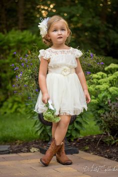 The Charlotte  Ivory Lace Chiffon Flower Girl by DLilesCollection, $68.99 Dresses For Toddlers, Country Flower Girls, Chiffon Flower Girl Dress, Ivory Flower Girl, Ivory Flower Girl Dresses, Chiffon Flower, Chiffon Dresses, Chiffon Flowers, Ivory Flowers