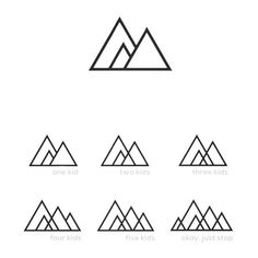 the mountain logo is shown in black and white, with different angles to make it look like