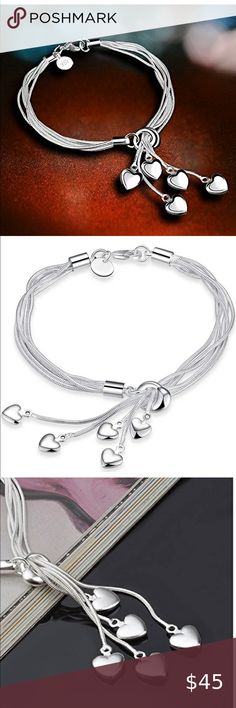 925SS Five-Line Chain w/Five-Heart Bracelet Bangle DESIGN - Silver infinity bracelet represents the never-ending love. The infinity symbol—Never ending love & friendship, I love you, “Always and Forever” Endless love! It’s a great way for someone to tell another how much they care about another. MATERIAL - 925 Sterling Silver Plating SIZE - Bracelet 7.9" long; Weight: 0.5 Oz GIFT –The dainty Link bracelet will make a pretty gift for anyone. Sosuo Jewelry Bracelets Silver Dangle Bracelet With Sterling Silver Clasp, Nickel Free Chain Bracelet, Adjustable Sterling Silver Clasp Chain Bracelet, Silver Infinity Bracelets, Bangle Design, Sosua, Bangle Designs, Infinity Symbol, The Infinity