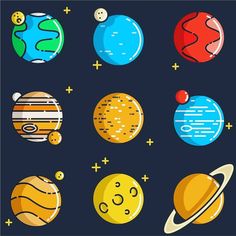 the solar system with all its planets and their names on black background stock photo - budget conscious