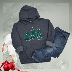 You will love this Christmas Pine Tree Sweatshirt!  Holiday jumper forest sweatshirt design celebrates the season and makes this a great gift for you or your family and friends!  Stay cozy in a beautiful Winter hoodie or give it as a holiday fashion gift. The casual style shirts are great for everyday wear with any kind of outfit.  Ideal for cooler Spring, Fall and Winter weather, a unisex heavy blend crewneck sweatshirt is pure comfort. We love these casual cozy pullover sweatshirts!  These shirts can be matched for a group or family. Fun for family photos, social media pictures.  We off the youth option with this design to make an adorable matching set for mommy and me winter shirts.   Winter wonderland crew neck sweatshirt is both durable and soft. These garments are made from polyester Cheap Playful Winter Sweatshirt, Playful Winter Sweatshirt At Affordable Price, Forest Sweatshirt, Christmas Pine Tree, Winter Hoodie, Shirt Casual Style, Winter Shirts, Cozy Pullover, Winter Hoodies