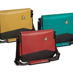 three star trek messenger bags in different colors