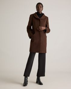 Complete your cold-weather look with this classic Italian Wool Cocoon Coat. Made from a warm wool blend and adorned with a stylish shawl collar, this coat is a must for any weather condition and dresses up any look.Also offered in sizes 1X - 3X. Great Coat, Cocoon Coat, Wool Berets, Grey Coat, Short Legs, Classic Italian, Just Run, Camel Color, And Dresses