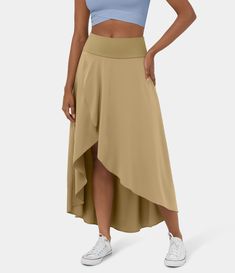 Women's Breezeful™ High Waisted High Low Ruffle 2-in-1 Flowy Quick Dry Casual Regular Maxi Skirt. Machine wash cold. Do not dry clean. Do not iron. Do not bleach. Wash with like colors. Turn garment inside out. Cheap High-low Hem Summer Skirt, Luxury High-low Hem Bottoms For Summer, Cheap Asymmetrical Ruffle Skirt, Luxury Flowy Draped Skirt With Asymmetrical Hem, Luxury High-low Hem Lined Skirt, Luxury High-low Hem Draped Skirt For Spring, High Waisted Chiffon Maxi Skirt, Cheap High Waist Summer Skirt, Cheap High Waist Skort For The Beach