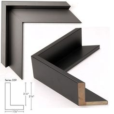 an image of two black frames with measurements