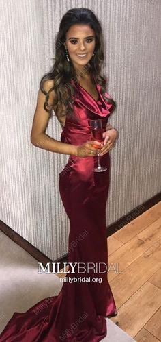 2019 Long Prom Dresses Burgundy, Mermaid Prom Dresses For Teens, Sexy Prom Dresses Open Back, Silk-like Satin Prom Dresses Sleeveless Train Prom Dresses, Marine Ball, Prom Dresses Burgundy, Dresses Burgundy, Burgundy Prom