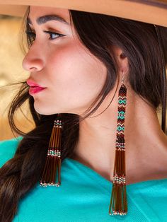 Beaded Waterfall Earrings – Brit West Porcupine Quill Jewelry Native Americans, Porcupine Quill Jewelry, Native American Inspired Fashion, Fringe Earrings Diy, Native American Beadwork Earrings, Waterfall Earrings, Long Beaded Earrings, Native Earrings, Indian Beadwork