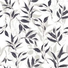 black and white leaves on a gray background