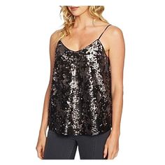 1.State Sequined Camisole Size Xs Style #8167036 Dramatic Pause Color 240 Lustre Nude New With Tags - Retail $89 Base Color Is Black, The Sequins Look Like A Silver/Pewter Color One Direction And Black The Other Direction...So Pretty! Adjustable Straps Lined Brand New, Perfect Condition Smoke Free And Pet Free Home Cropped Camisole, Ankle Strap High Heels, Sequin Tank, Sequin Tank Tops, Tank Top Camisole, Sequin Top, Tank Top Cami, Cami Tanks, V Neck Tops