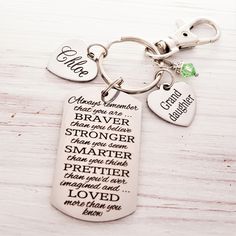 a key chain with two charms attached to it