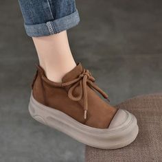 Spring Suede Low-top Boots, Spring Low-top Suede Boots, Brown Low-top Boots For Spring, Low-top Brown Boots For Spring, Silk Dress Short, Skirt Jumpsuit, Round Toe Heels, Overall Dress, Denim Jumpsuit