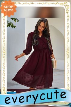 Spring New Chiffon Dress Women Casual Solid Color V Neck Three Quarter Sleeve High Waist Dress for Women Summer Dress Long Sleeve Chiffon Dress For Casual Wear, Long Sleeve Chiffon Dress For Casual Occasions, Casual Midi Chiffon Dress For Fall, Long Sleeve Chiffon Midi Dress For Casual Wear, Flowy Knee-length Chiffon Dress For Fall, Casual Chiffon Dress For Fall Party, Flowy Midi-length Chiffon Dress For Fall, Casual Chiffon Party Dress For Fall, Flowy Chiffon Dress For Fall