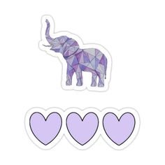 an elephant sticker with three hearts in the shape of heart shapes on white background